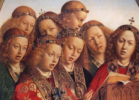 detail from the Ghent Altarpiece, by Jan Van Eyck, 1420s