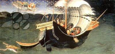 St. Nicholas Rebuking the Tempest - by Bicci Di Lorenzo, 1375-1452