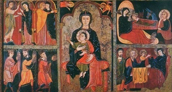 by the Spanish Master of Avi&aacute;. Scenes: Annunciation/Visitation, Nativity, Adoration of the Magi, Presentation