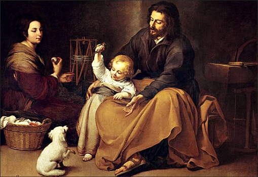 Sagrada Familia con un pájaro, de Bartolomé Esteban Murillo, 1650