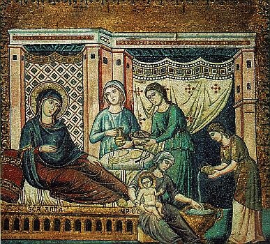 The Nativity of Mary, by Pietro Cavallini, 1291 (mosaic)