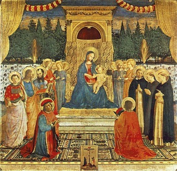 Madonna with Child, Saints, and Crucifixion, by Fra Angelico
