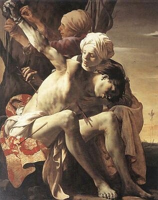 St Sebastian Tended by St. Irene and her Maid, by Hendrick Terbrugghen, 1625